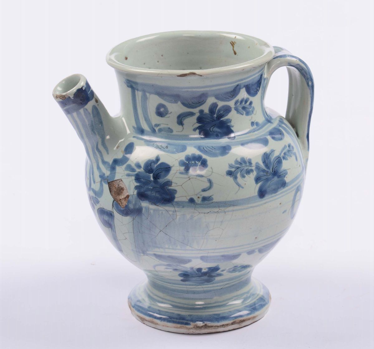 Orciolo in Maiolica di Farmacia con Decorazione “a Tappezzeria”, Savona XVII Secolo