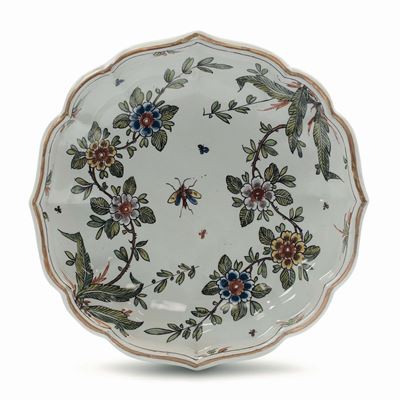 Piatto di Maiolica Decorato a Fiori Colorati, Pasquale Rubati, Clerici, Milano XVIII Secolo