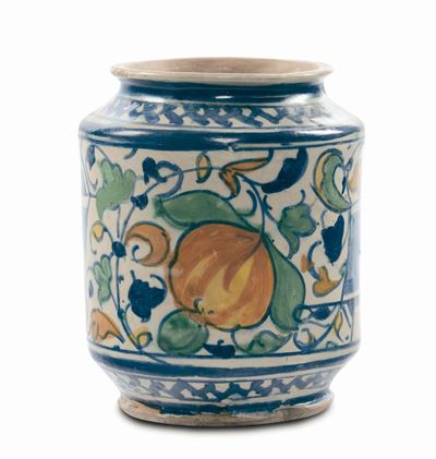 Albarello di Farmacia in Maiolica con Decorazione Vegetale, Venezia XVI Secolo