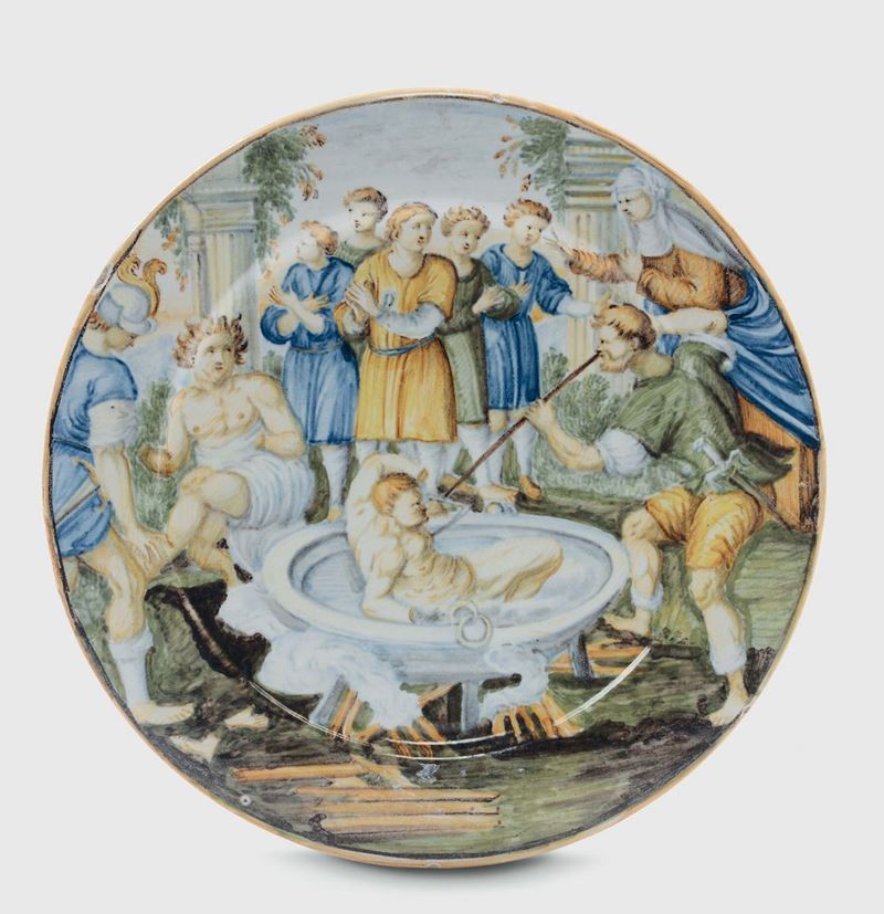 Piatto Castelli, prima metà del XVIII secolo  - Asta Maioliche e Porcellane da Collezione - Cambi Casa d'Aste