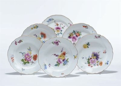 Sei Piatti in Porcellana, Meissen, XX Secolo