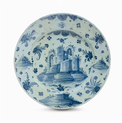 Piatto in Maiolica, Savona, Marca Reale, Fine XVIII Secolo