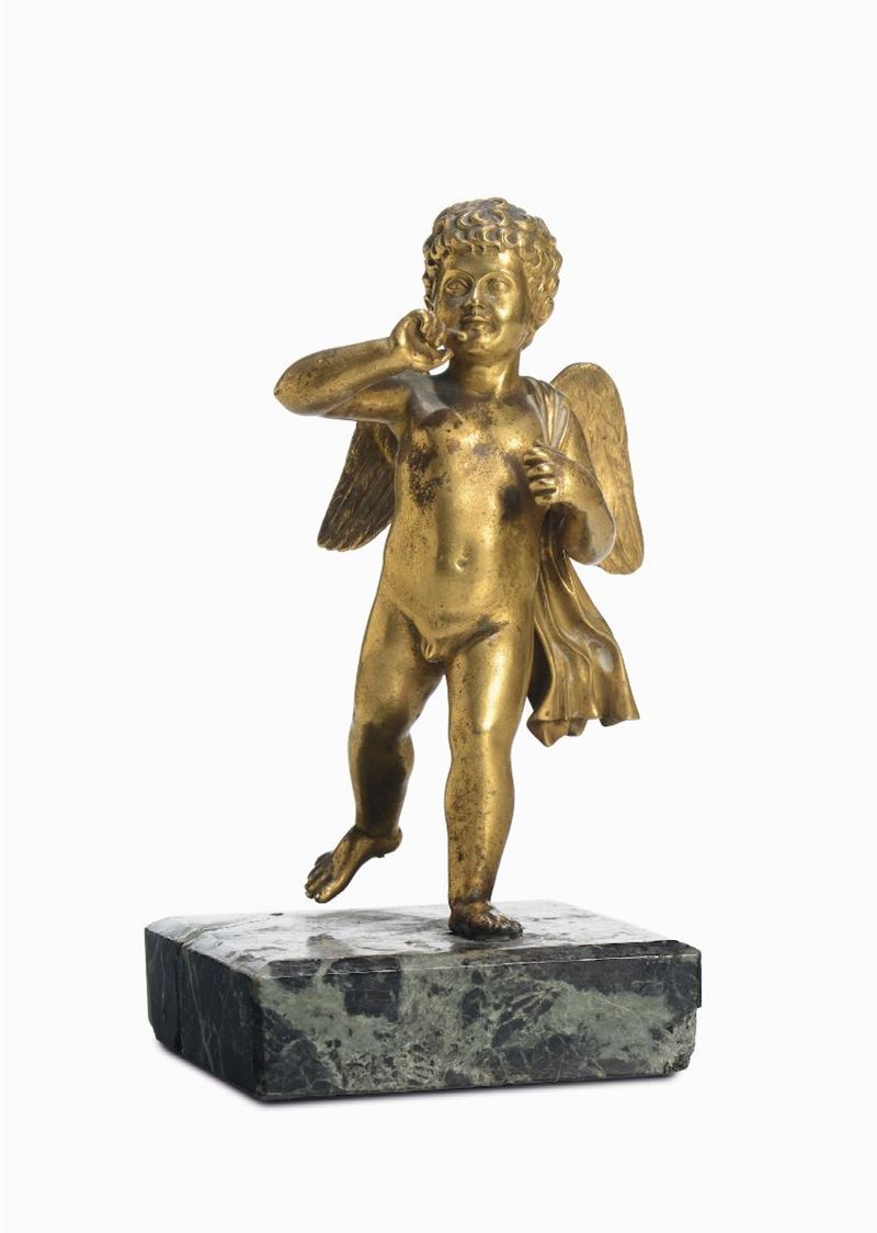 Angioletto in bronzo dorato, XIX secolo  - Asta Antiquariato - Cambi Casa d'Aste