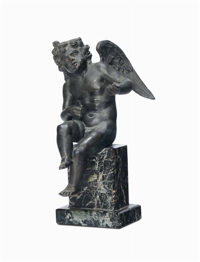 Scultura in Bronzo con Putto Seduto, XX Secolo