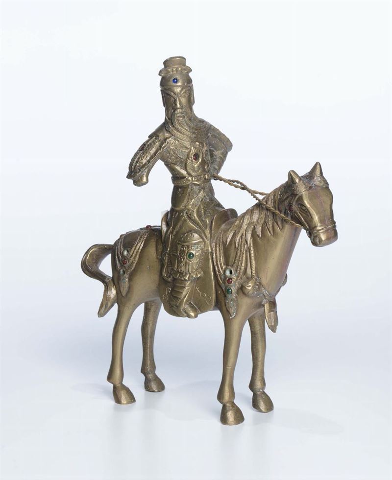 Cavaliere in bronzo dorato, Cina  - Asta Asta a Tempo Antiquariato - II - Cambi Casa d'Aste