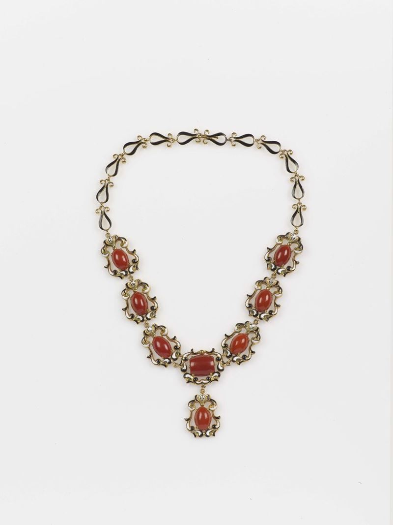 A coral and enamel necklace  - Auction Fine Jewels - Cambi Casa d'Aste