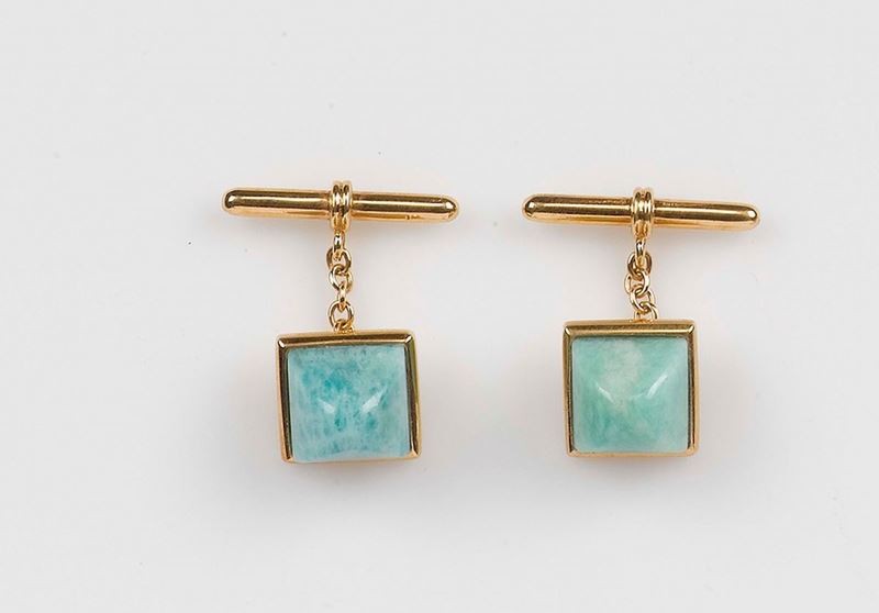 An amazonite cufflinks  - Auction Fine Jewels - Cambi Casa d'Aste