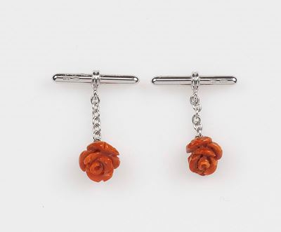 Bottoni da Polso “rosa” con Corallo Inciso