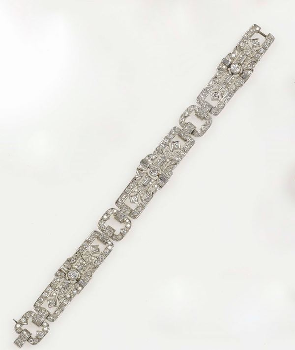 A diamond bracelet. Mounted in platinum