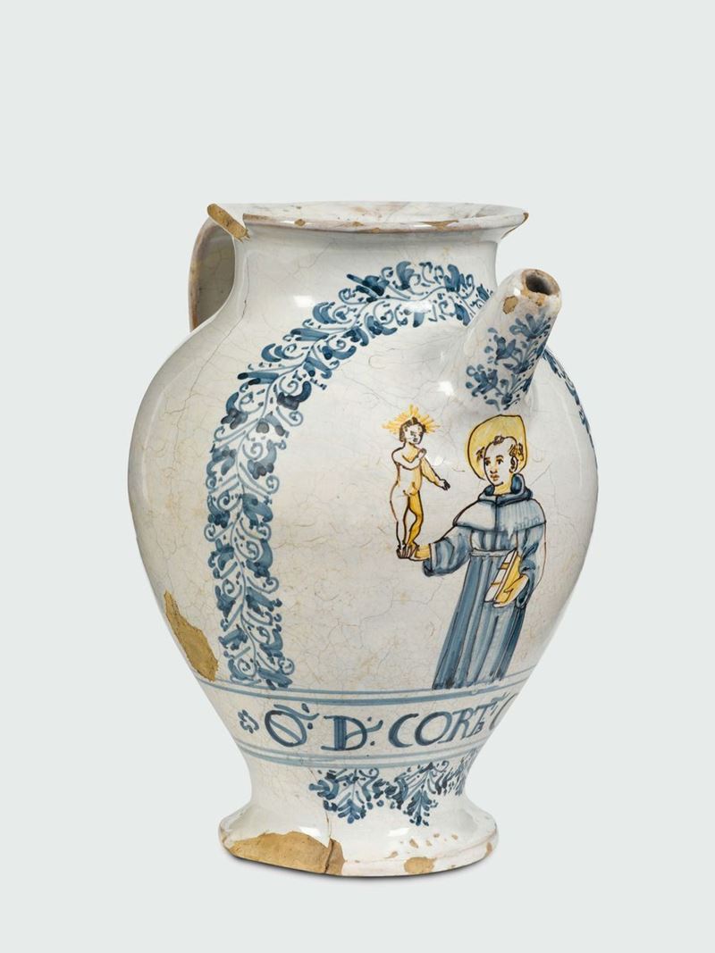 Brocca Castelli, prima metà del XVII secolo  - Asta Maioliche e Porcellane da Collezione - Cambi Casa d'Aste