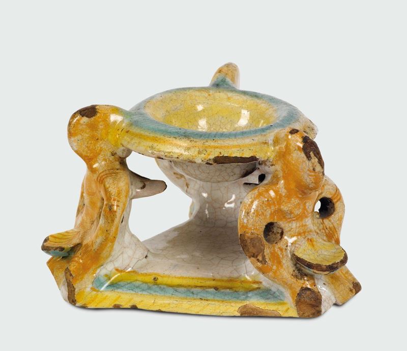 Saliera Deruta, XVII secolo  - Asta Maioliche e Porcellane da Collezione - Cambi Casa d'Aste