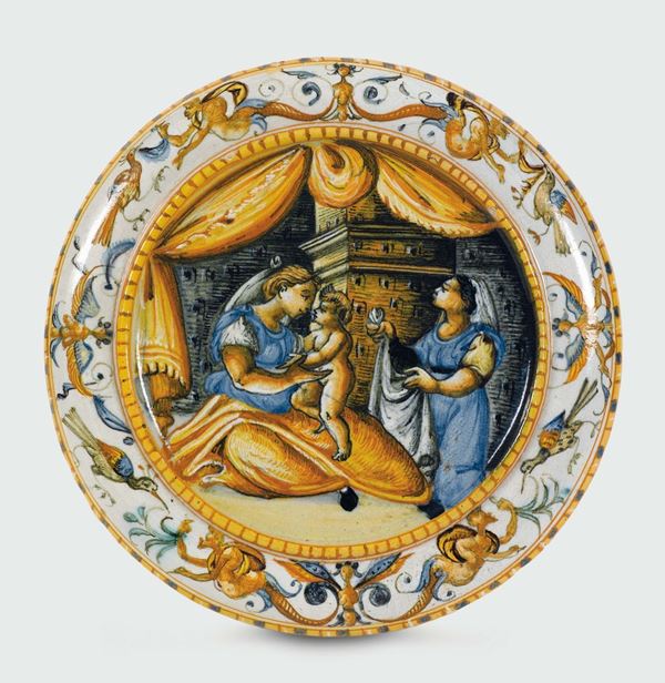 Parte di impagliata Urbino, bottega dei Patanazzi, ultimo quarto del XVI secolo