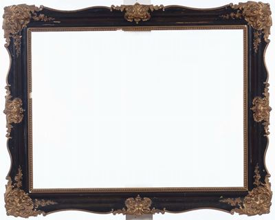 Cornice in Legno Intagliato, Dipinto e Dorato, XIX Secolo