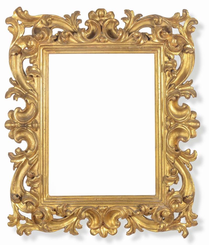 Cornice intagliata ed interamente dorata, Emilia XVIII secolo  - Asta Antiquariato - Cambi Casa d'Aste
