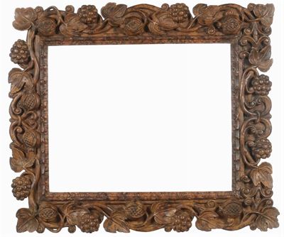 Cornice Riccamente Intagliata con Vite e Uva, XIX Secolo