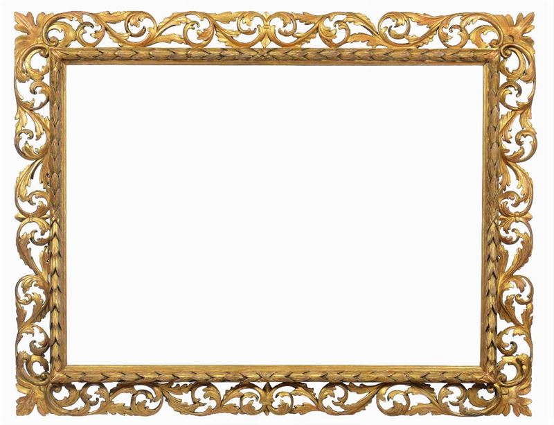 Grande cornice in legno dorato, intagliato e traforato, XIX secolo  - Auction Fine Old Frames - Cambi Casa d'Aste