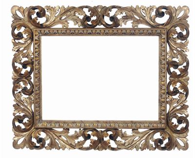 Grande Cornice in Legno Dorato, Intagliato e Traforato, Arte Fiorentina XIX-XX Secolo