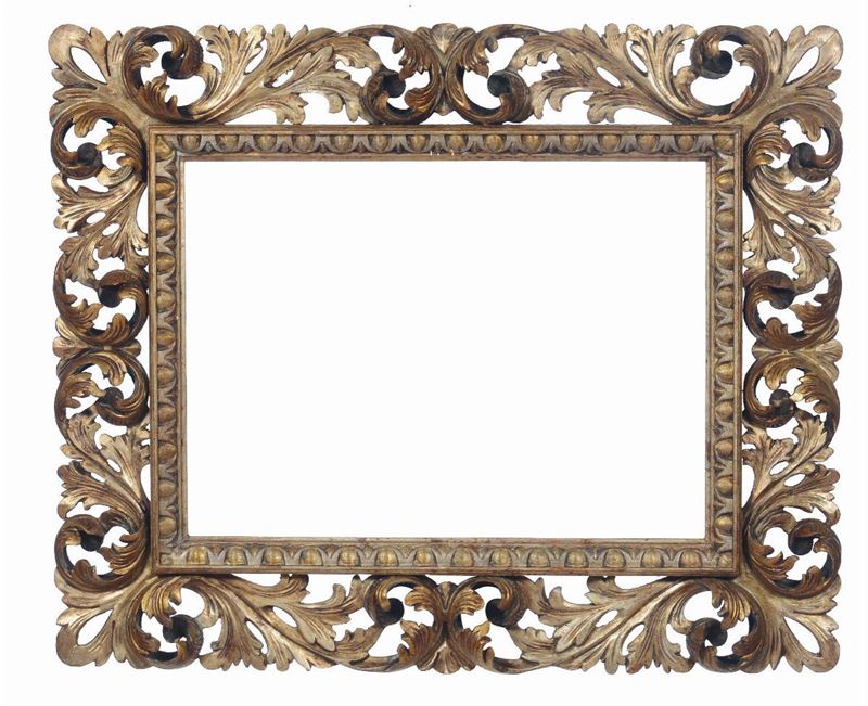 Grande cornice in legno dorato, intagliato e traforato, arte fiorentina XIX-XX secolo  - Auction Fine Old Frames - Cambi Casa d'Aste