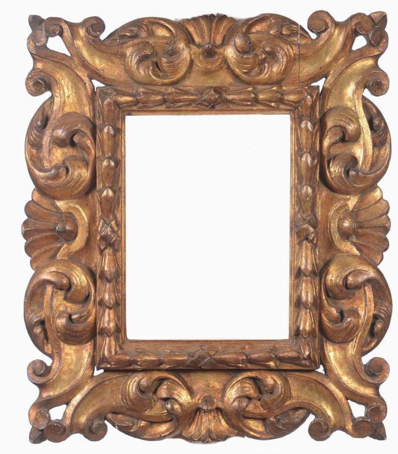 Piccola cornice intagliata ed interamente dorata, XIX secolo  - Auction Fine Old Frames - Cambi Casa d'Aste