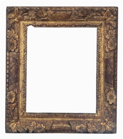 Piccola Cornice Intagliata e Dorata, Francia Provenza XVIII Secolo