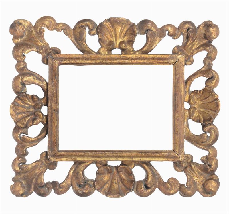 Piccola cornice a fascia larga intagliata, Spagna XVII secolo  - Auction Fine Old Frames - Cambi Casa d'Aste