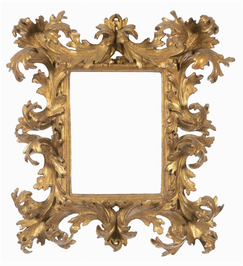 Cornice barocca a cartoccio in legno dorato, Roma XVII secolo  - Auction Fine Old Frames - Cambi Casa d'Aste