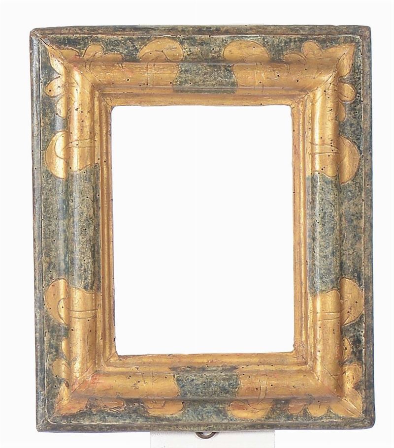 Piccola cornice a sagoma romana in legno laccato e dorato, Marche XVIII-XIX secolo  - Auction Fine Old Frames - Cambi Casa d'Aste
