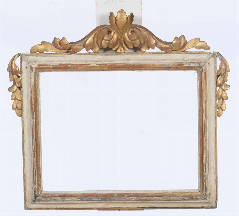 Cornice da cartagloria in legno intagliato, laccato e dorato, XIX secolo  - Auction Fine Old Frames - Cambi Casa d'Aste
