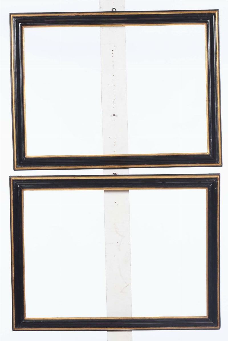 Tre cornici ebanizzate e dorate, XIX secolo  - Auction Fine Art - Cambi Casa d'Aste