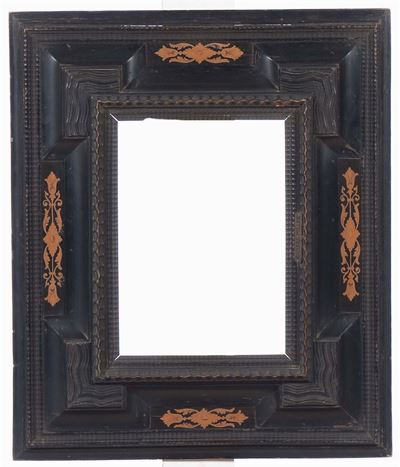 Cornice Giullochè Ebanizzata ed Intarsiata, XIX-XX Secolo