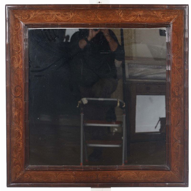 Specchiera in legno lastronato ed intarsiato, XIX secolo  - Asta Cornici Antiche - Cambi Casa d'Aste