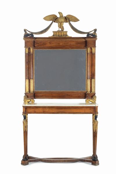 Coppia di Console Impero, Toscana, Ispirate ai Modi di Agostino Fantastici (1782-1845), XIX Secol...