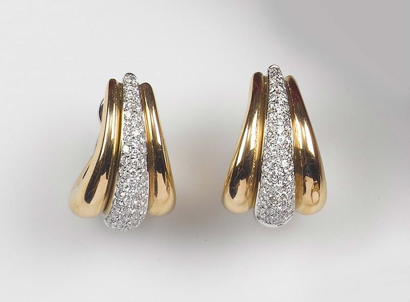 Damiani. A pavé-set diamond earrings  - Auction Fine Art - Cambi Casa d'Aste