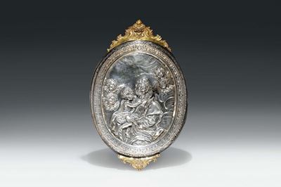 Placca in Argento Sbalzato con San Giuseppe Col Bambino, Napoli Fine del XVII Inizi XVIII Secolo