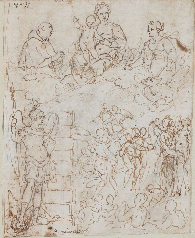 Bernardo Castello (Genova 1557-1629) Madonna con Santi  - Asta Disegni Antichi - II - Cambi Casa d'Aste