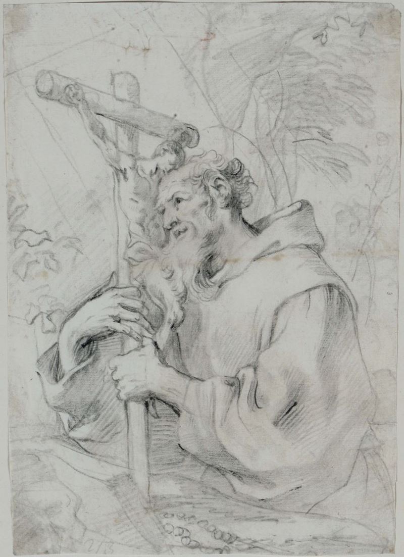 Domenico Piola (Genova 1627-1703) San Francesco  - Auction Old Masters Drawings - II - Cambi Casa d'Aste