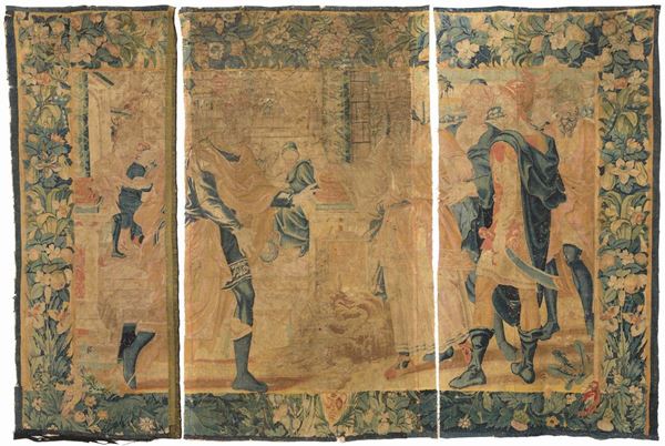 Arazzo diviso in tre pezzi, XVII secolo