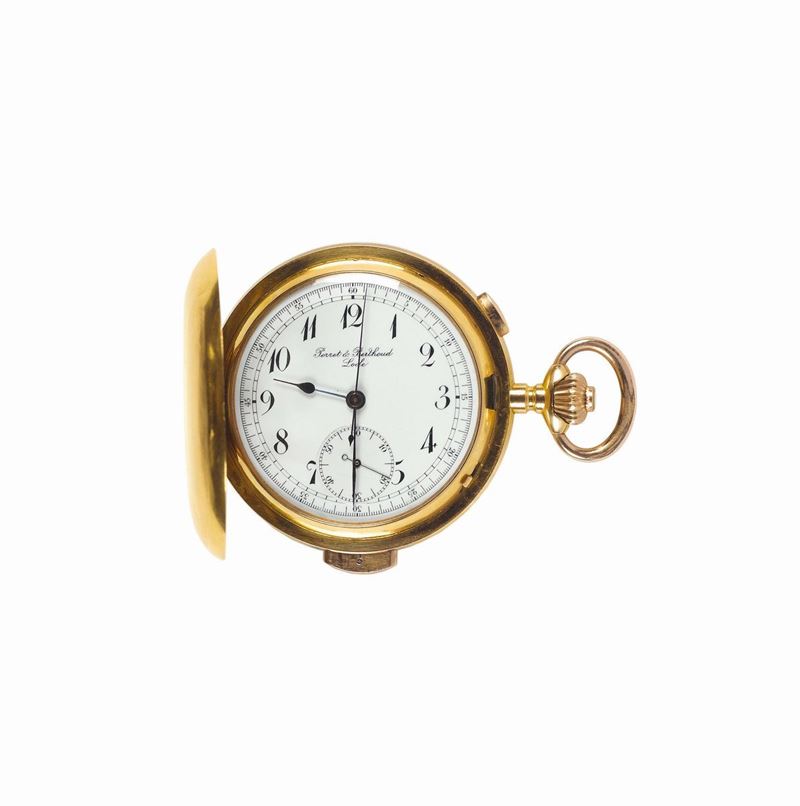 PERRET&BERTHOUD, Locle, Chronographe Medaille d'or Milan 1906,case No. 118369, 18K chronograph yellow gold pocket watch with repetition. Made circa 1900.  - Auction Watches and Pocket Watches - Cambi Casa d'Aste