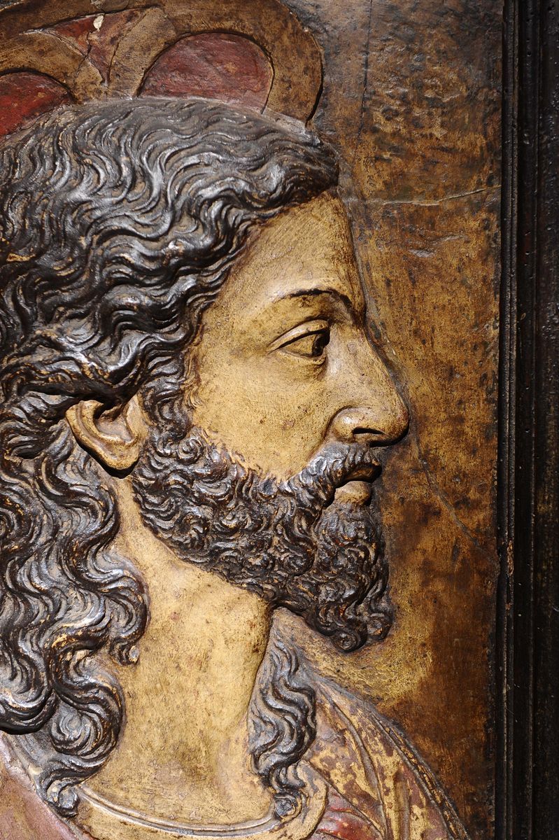 Rilievo in Stucco Policromo Raffigurante Profilo del Redentore. Firenze o Roma Prima Metà del XVI...