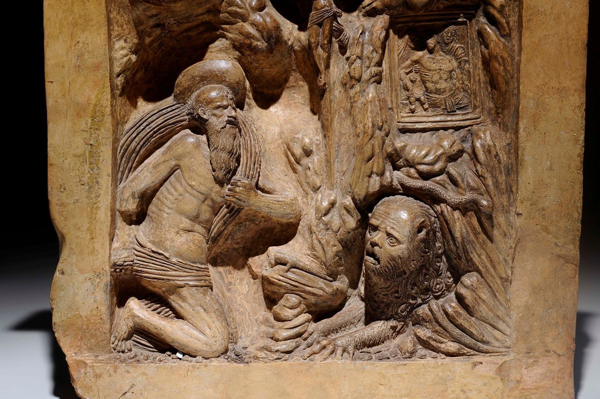 Scultore Veneto-lombardo Attivo nel XVI Secolosan Girolamo Penitente sullo Sfondo di uno Sprone R...