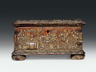 Cofanetto Estense in Pastiglia Muschiata, Maestro dei Trionfi Romani (II Periodo), Ferrara, 1480-...