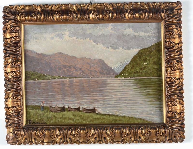 Enrico Reycend (Torino 1855-1928) Tirolo, calma del lago  - Asta Dipinti del XIX e XX secolo - Cambi Casa d'Aste