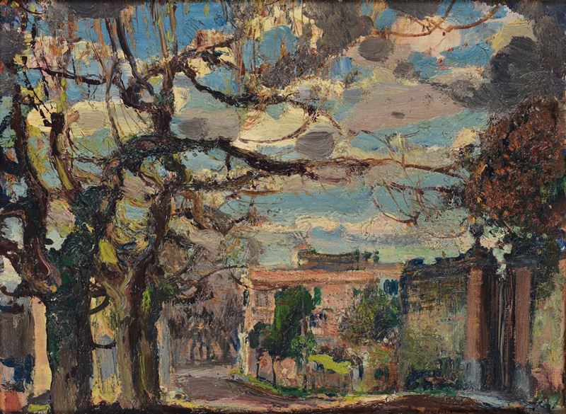 Andrea Tavernier (Torino 1858 - Grottaferrata 1932) Paesaggio  - Asta Dipinti del XIX e XX secolo - Cambi Casa d'Aste