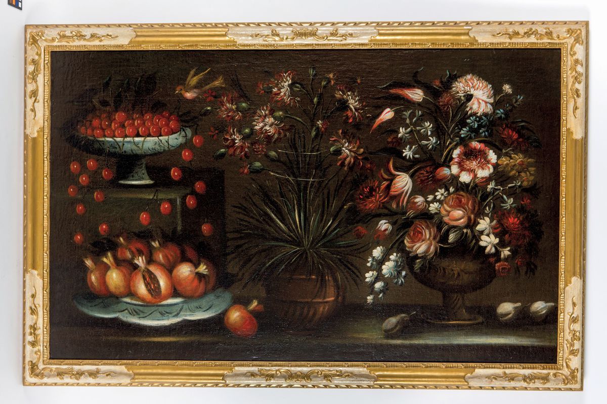 Scuola Lombarda-veneta del XVII Secolocoppia di Nature Morte con Fiori e Frutta