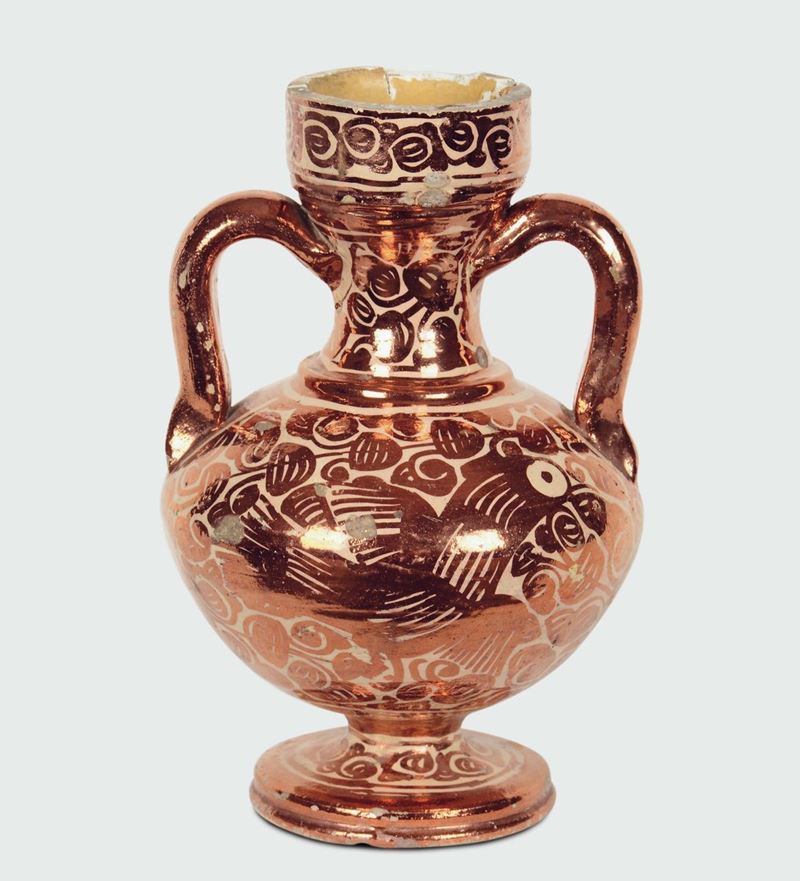 Vaso biansato Spagna, Manises, XVIII secolo  - Asta Maioliche e Porcellane da Collezione - Cambi Casa d'Aste