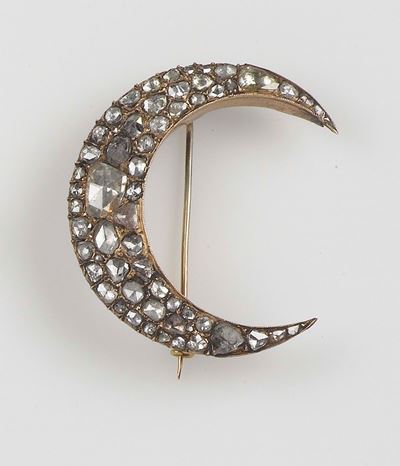 Spilla Luna con Diamanti Taglio Rosa