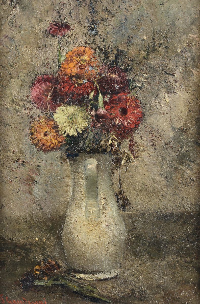 Pietro Gaudenzi (Genova 1880 - Anticoli Corrado 1955) Vaso di fiori  - Asta Dipinti del XIX e XX secolo - Cambi Casa d'Aste