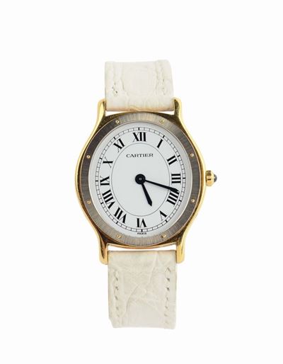 Cartier, Paris, Orologio di Forma Ovale, da Donna, in Oro Giallo 18k, con Deployante in Oro Giall...