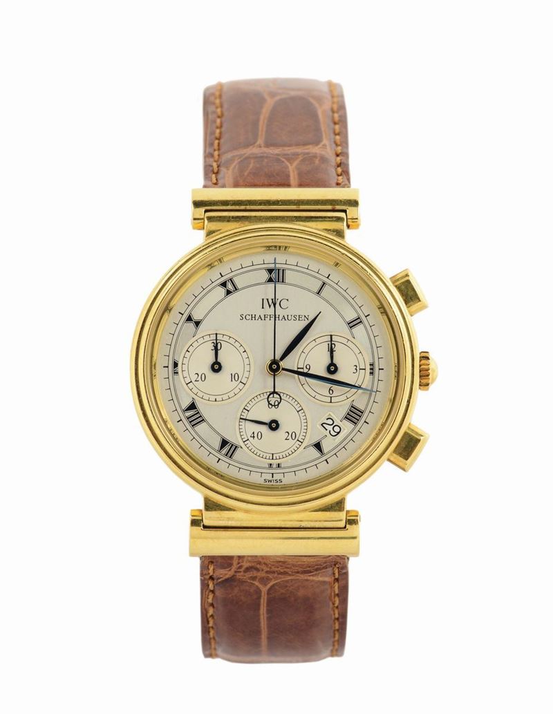 IWC, Schaffhausen, cassa No. 2466666, orologio da polso, in oro giallo 18K, cronografo con datario. Realizzato nel 1990.  - Asta Orologi da Polso e da Tasca - Cambi Casa d'Aste