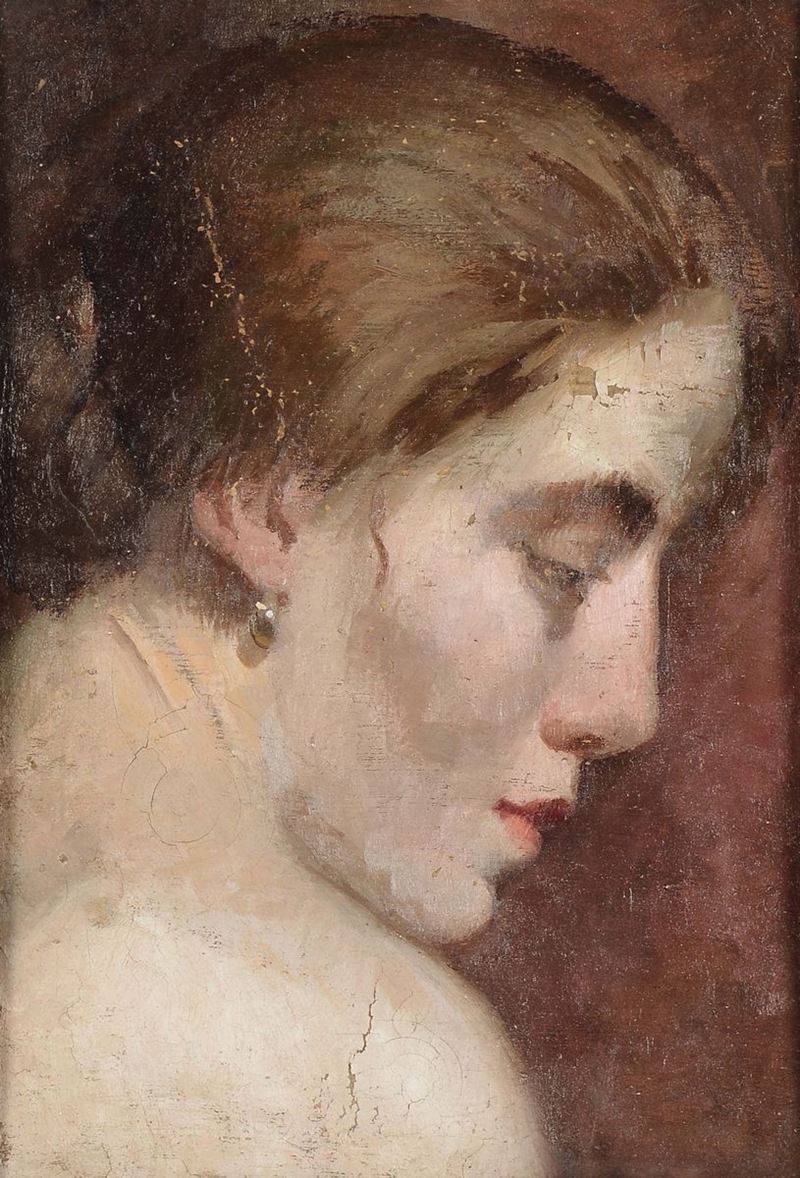 Anonimo del XIX secolo Ritratto femminile  - Asta Dipinti del XIX e XX secolo - Cambi Casa d'Aste